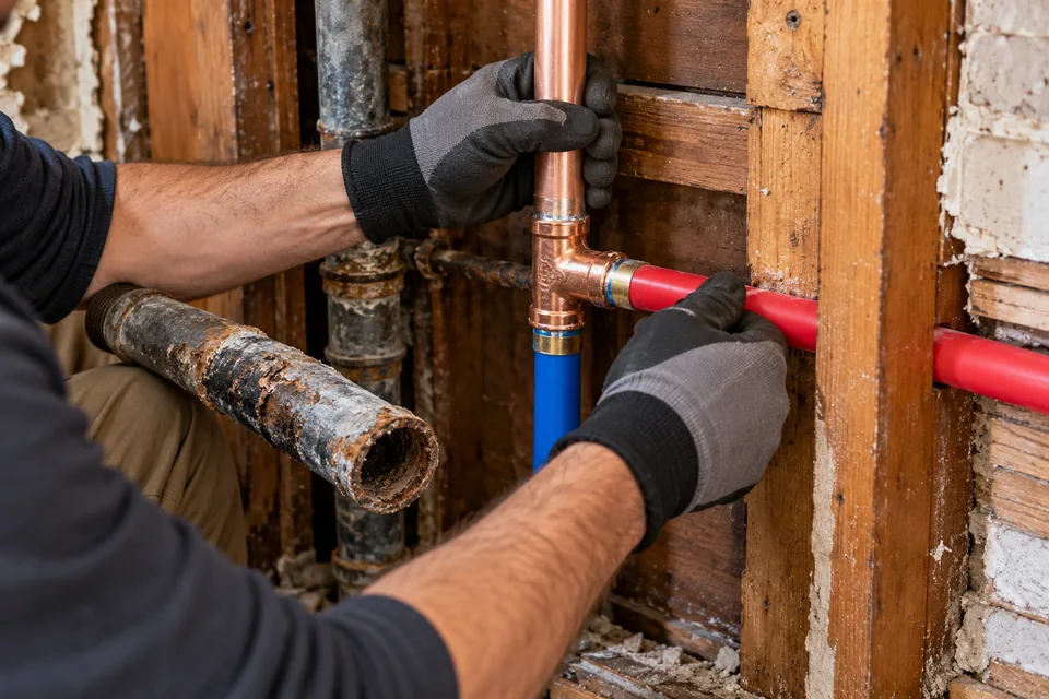 Galvanized pipe repipe in Downtown Colton
